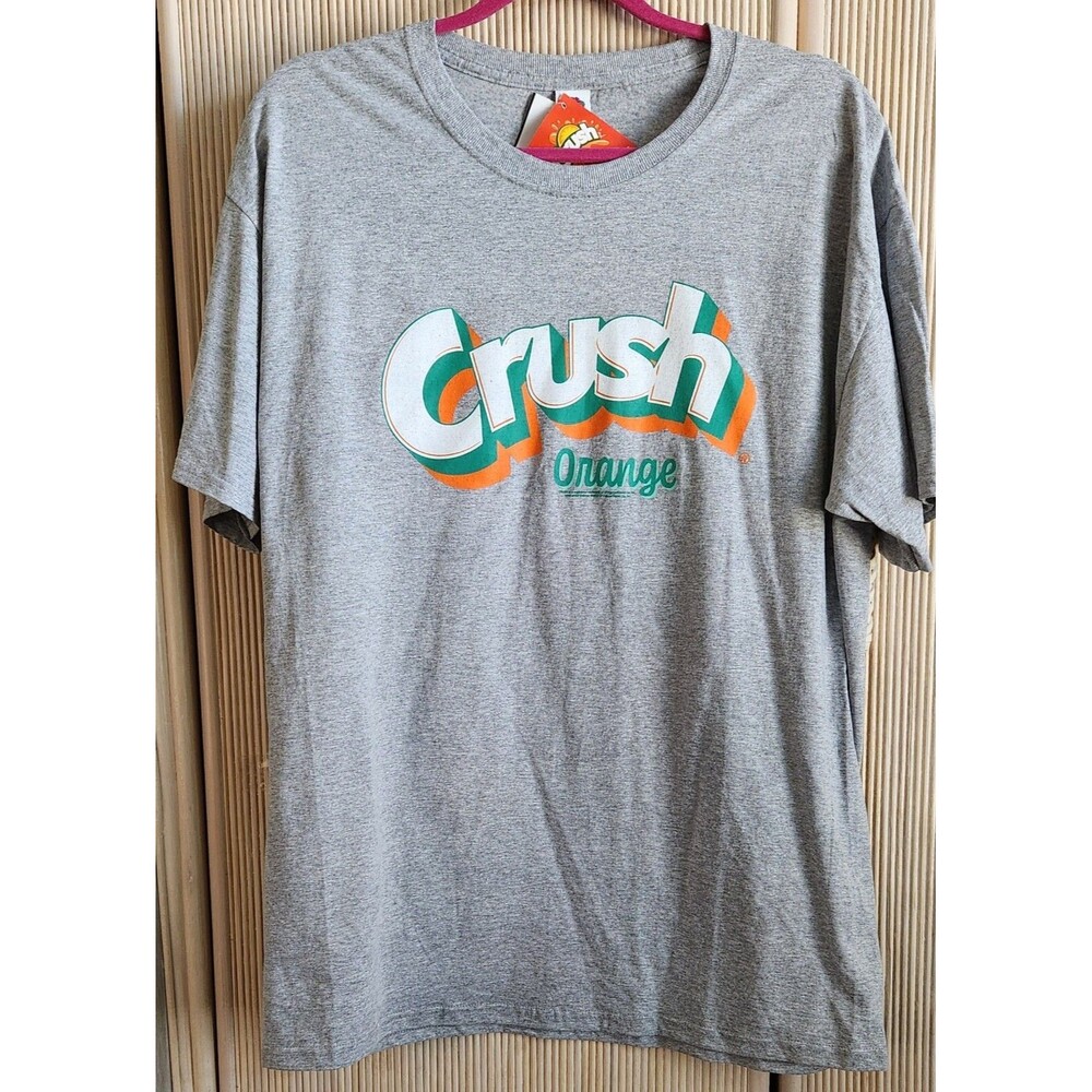 Orange Crush Soda Men's Size Large Graphic Tee Shirt Gray Poly-Cotton NWT